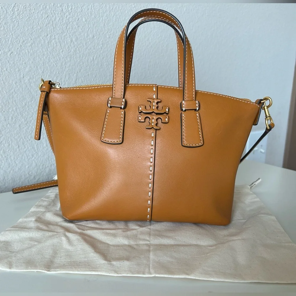 Tory Burch Squash Smooth Leather Mini McGraw Satchel - Picture 2 of 13